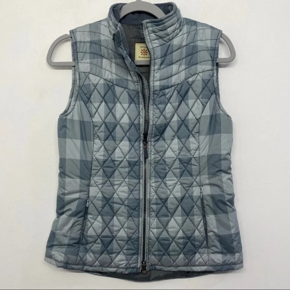 Royal Robbins Plaid Check Gray Puffer Vest M Quilted - Picture 1 of 10